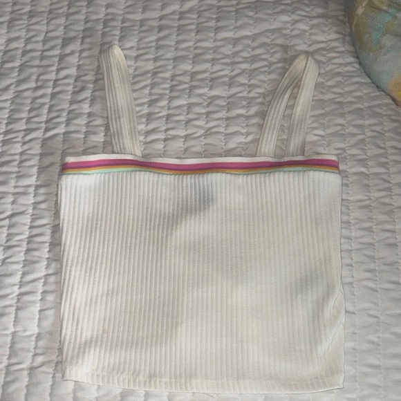 Forever 21 Tops - Forever 21 White Tank with Multicolor Trim